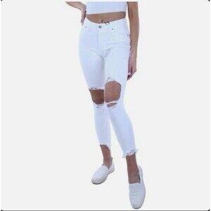 LEVIS 721..HIGH Size 32 RISE..SKINNY..WHITE..ANKLE..DISTRESSED..JEANS NWT